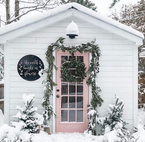 Pink Paint Projects with She Shades She Shed Photography Studio, She Shed Exterior, Shed Paint Colours, She Shed Living, Shed Living, Painted Shed, Icy Weather, Shed Decor, Cherry Blossom Painting