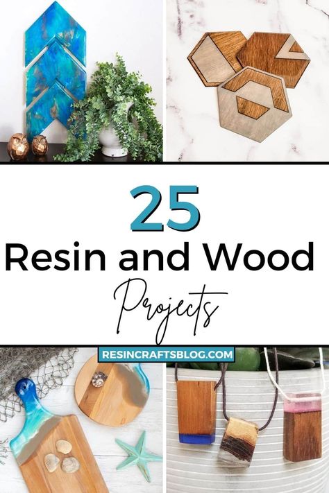 This simple guide will show you 25 beautiful resin and wood projects that are perfect for either a beginner or an experienced crafter. #resinwithwoodprojects #resincraftsblog #woodandresin #diyresincrafts via @resincraftsblog Beginner Epoxy Resin Wood Projects, Diy Wood And Resin Projects, Pour Resin Over Wood, Wood Table With Epoxy Resin, Epoxy Resin Crafts Wood Diy, Simple Epoxy Resin Projects, Small Wood And Epoxy Projects, Epoxy Projects For Beginners, Wood And Resin Projects Diy