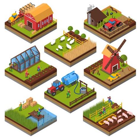 Isometric Farm, Farming Game, Smart Farm, Isometric Drawing, Farm Games, Merry Christmas Background, Isometric Art, Isometric Design, Isometric Illustration