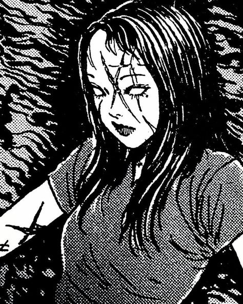 Junji Ito Manga Icon, Tomie Junji Ito, Japanese Horror, Halloween Makeup Inspiration, Junji Ito, Art Theme, Manga Icon, Dark Art Illustrations, Scary Art