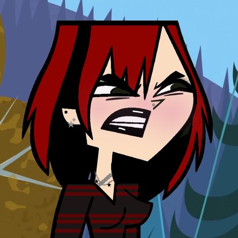 Red And Black Hair Pfp, Tdi Characters, Gwen Tdi, Aesthetic Animation, Red Hair Cartoon, Lee Naruto, Skunk Hair, Black Red Hair, Y2k Pfp