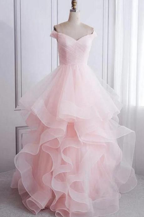 Colored Wedding Gowns, Prom Dresses Long Pink, Pink Evening Dress, Pink Wedding Dress, Pink Wedding Dresses, Long Prom Gowns, Pink Formal Dresses, Long Sleeve Gown, A Line Prom Dresses