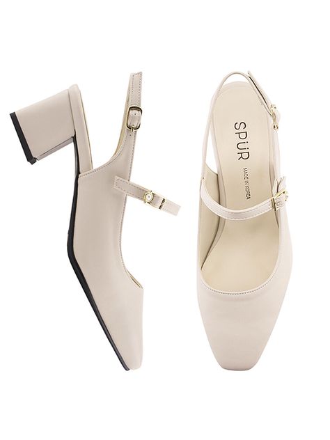 Editor's NotesSPUR's shoes are unique and timeless for everyday wear.- Light-weighted maryjane slingback- Eye-catching smooth leather detail- Modern trendy square front toe - Set on a stacked heel for comfortable fit- Feminine and minimal style- Daily point itemMeasurements(in.)- Size: KR 230MM (US 6) ~ KR 255MM (US 8.5)- Heel Height: 2.0in.Composition & Care- Synthetic leather- Avoid direct heat and moisture- Professional cleaning is recommendedDesigner- by SPUR Everyday Heels, Feminine Shoes, Heels Aesthetic, Timeless Shoes, Leather Detail, Shoe Inspo, Colorful Shoes, Classy Casual Outfits, Aesthetic Shoes