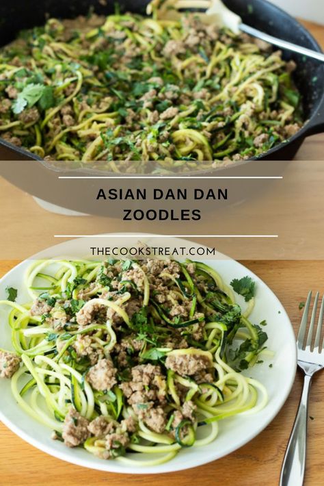 These Asian dan dan zoodles are low in carb, high in flavor, quick and easy to make, and perfectly delicious. #TheCooksTreat #Zoodles #Zucchini Asian Zoodles Zucchini, Asian Tacos, Garden Vegetable Recipes, Light Summer Meals, Creamy Pesto Sauce, Thai Chili Sauce, Spiralized Zucchini, Zoodle Recipes, Healthy Substitutions