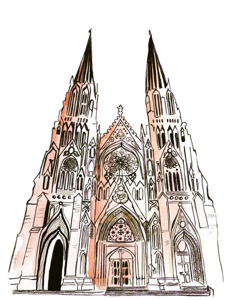 Illustration known worldwide St Patrick`s Cathedral vector illustration Cathedral Illustration, New York City Illustration, Skyline Design, Portfolio Ideas, Blue Abstract Art, City Illustration, Art Blue, Phone Backgrounds, St Patricks