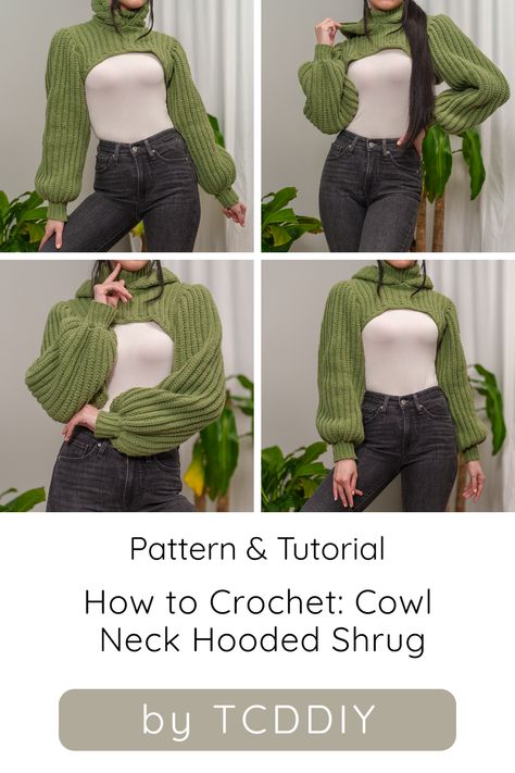 Surprise your friends with your masterful crochet skills by creating a one-of-a-kind crochet piece! With this Crochet Pattern PDF Download from Etsy, you'll be easily guided in your crochet journey with step-by-step instructions. This pattern is perfect for experienced crocheters looking for a challenge, or for beginners who are just getting started with the craft. Create something stylish and unique for any occasion - click for the pattern! #crochet #crochetpattern #crochettutorial Basic Knitting Patterns For Beginners, Hooded Shrug Pattern, Crochet Pieces, Crochet Hoodie, Crochet Shrug Pattern, Shrug Pattern, Crochet Cowl Pattern, Hoodie Pattern, Crochet Design Pattern