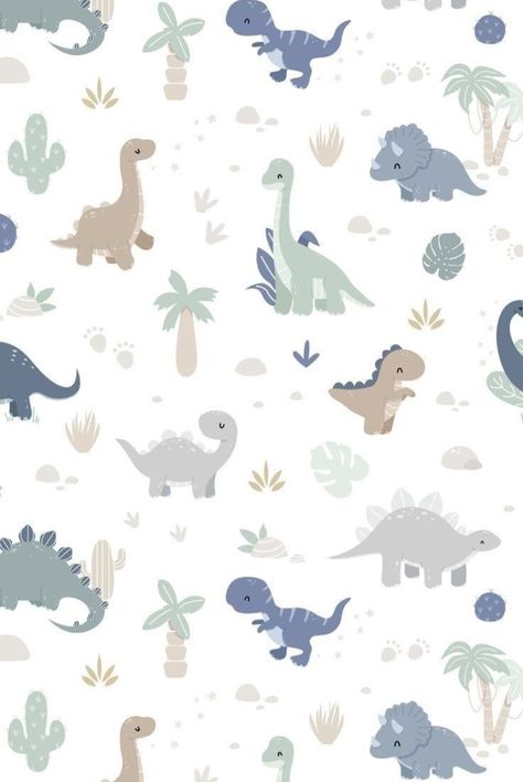 Dinosaurs Nursery, Inspiration Sketchbook, Dinosaur Wallpaper, Dinosaur Illustration, Nursery Patterns, Baby Illustration, Dinosaur Nursery, Happy Minds, Baby Dinosaurs