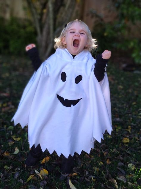 Ghost Hooded Cape Cloak Poncho, Child Toddler Adult Halloween Costume - Etsy Fleece Poncho, Hood Pattern, Cape Cloak, Ghost Costume, Whimsical Halloween, Hooded Cape, Funny Ghost, Ghost Face, Toddler Costumes