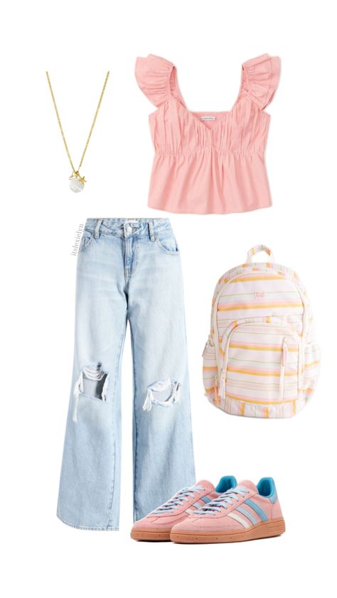 school outfit inspo #schoolfit #schooloutfit #outfitinspo #outfitideas #outfitidea #falloutfit #summeroutfit #cuteoutfit #summerfit #beachfit #summeroutfit #aesthetic #preppy #fitinspo #fashion #style Cute Back To School Outfits 8th Grade, Vsco Aesthetic Outfits For School, Cute Back To School Outfits Highschool Preppy, Preppy School Outfits Summer, Preppy Picture Day Outfit, Preppy Modest Outfits, 8th Grade Outfit Ideas, Preppy Fits For School, Preppy Back To School Outfits