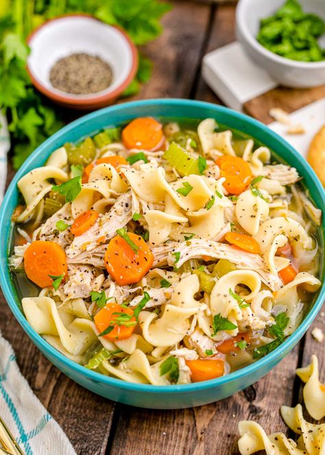 This Instant Pot Chicken Noodle Soup is overflowing with shredded chicken, tender egg noodles, carrots, and celery for a cozy, hearty meal! Prep this recipe in just 10 minutes! Vegan Chicken Noodle Soup, Instant Pot Chicken Noodle Soup, Instant Pot Chicken Noodle, Chicken And Egg Noodles, Crockpot Candy, Crockpot Hot Chocolate, Chicken Tender, Vegan Chicken, Instant Pot Soup Recipes