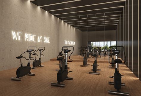 Small Home Gym Ideas, Cycling Studio, Gym Design Interior, Small Home Gym, Luxury Gym, Spin Studio, Yoga Studio Design, Gym At Home, Gym Interior