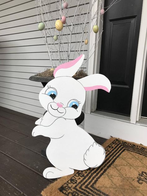 Easter Bunny Outdoor Lawn Decor | Etsy Easter Cutouts, Easter Yard Art, Up Carl Y Ellie, Easter Yard Decorations, Easter Wood Projects, Bunny Decorations, Wood Easter Bunny, Easter Wood Crafts, Wood Yard Art