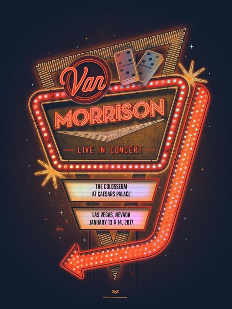 Van Morrison Poster by DKNG Dkng Studios, Las Vegas Poster, Podcast Design, Photowall Ideas, Sejarah Kuno, Vegas Sign, Vintage Logos, Van Morrison, 타이포그래피 포스터 디자인