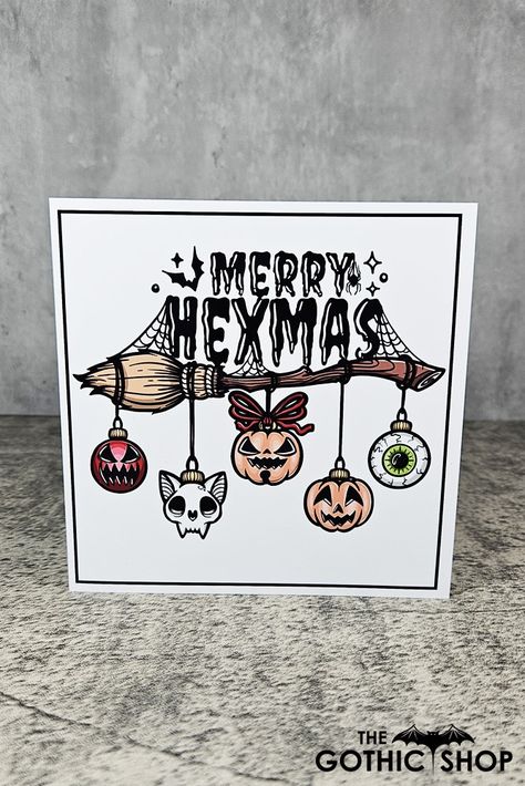 Gothic Christmas Crafts, Spooky Christmas, Gothic Christmas, Xmas Greeting Cards, Xmas Greetings, Gothic Shop, Creepy Christmas, Card And Envelope, Hanging Decorations