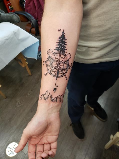 Canoe Tattoo, Andrew Tattoo, Campfire Tattoo, Toronto Tattoo, Octopus Tattoos, Compass Tattoo Design, R Tattoo, Professional Tattoo, Tattoos Ideas