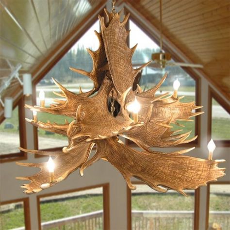 Moose 10 Antler Chandelier Cabin Chandelier, Horn Chandelier, Antler Light Fixtures, Ski House Decor, Antler Lights, Rustic Decorating, Chandeliers Lighting, Moose Antlers, Antler Chandelier