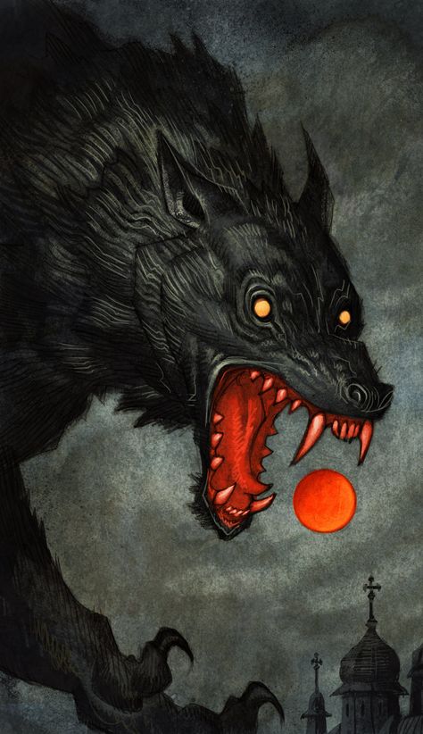 ArtStation - Vârcolac, JOHAN EGERKRANS Johan Egerkrans, Fenrir Tattoo, Arte Doodle, Werewolf Art, Vampires And Werewolves, Black Wolf, Wolf Art, Norse Mythology, Art And Illustration