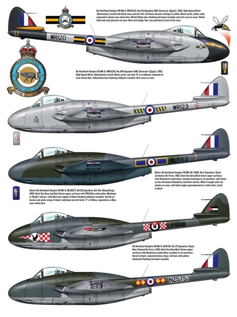 De Havilland DH.100 Vampire  ,British aircraft variants De Havilland Vampire, Aircraft Camouflage, British Aircraft, Military Jets, Wwii Aircraft, Model Planes, Royal Air Force, Model Airplanes, Military Aircraft