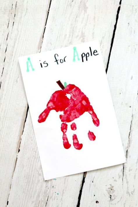 Apple Handprint, Dinner For Two Easy, Letters Activities, Thanksgiving Dinner For Two, Children Projects, Letter Book, A Is For Apple, Infant Art, August Crafts