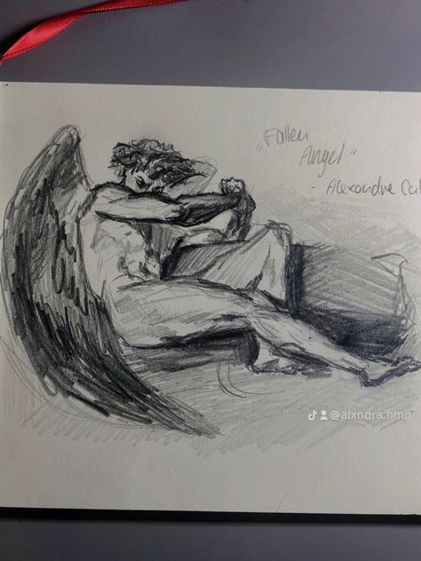 Art Sketches Angel, Fallen Angel Art Draw, The Fallen Angel Sketch, Fallen Angel Drawing Reference, Fallen Angles Drawing, Fallen Angel Reference, Gay Sketch Drawings, Lucifer Drawing Fallen Angels, The Fallen Angel Drawing