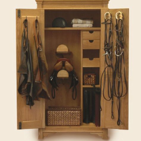 The Armoire that dreams are made of! Tack Locker, Locker Ideas, Tack Trunk, Tack Box, Stable Ideas, Free Woodworking Project Plans, Dream Stables, Woodworking Project Plans, Horse Things