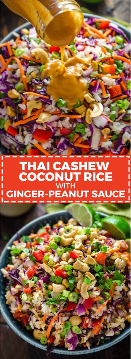 Ginger Peanut Dressing, Ginger Peanut Sauce, Peanut Dressing, Rice Salad, Coconut Rice, Vegan Salad, Peanut Sauce, Asian Dishes, Rice Dishes