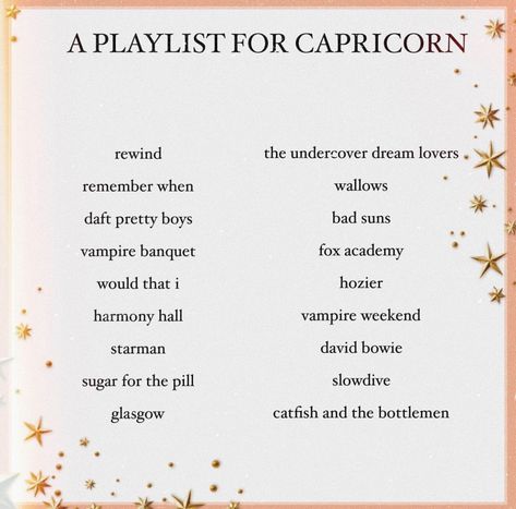 Capricorn Playlist, Capricorn Things, Capricorn Personality, Capricorn Aesthetic, Tarot Horoscope, Art Mom, Earth Song, Playlist Names Ideas, Playlist Names