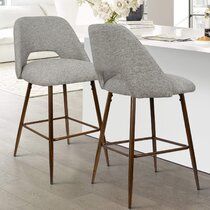 AllModern Valdez Bar & Counter Stool - Wayfair Canada Counter Stools With Backs, Upholstered Stool, Black Steel Frame, Stools With Backs, Island Living, Modern Bar Stools, Counter Height Stools, Modern Bar, Counter Bar Stools