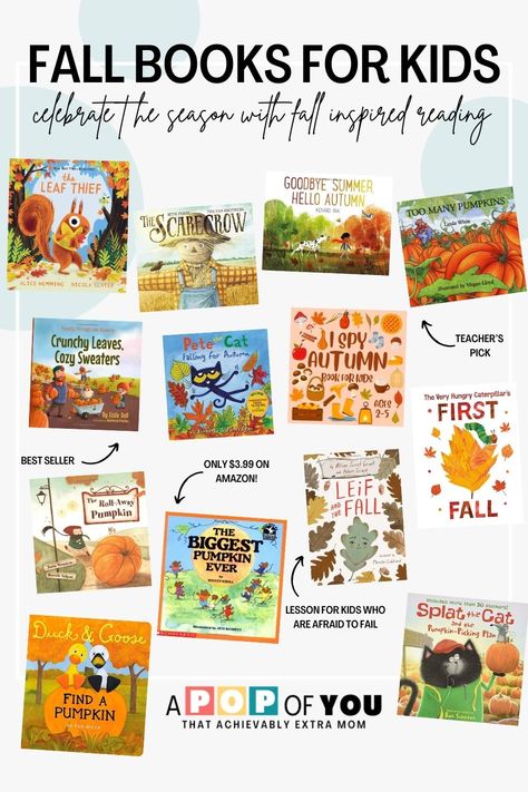 September Books For Kids, Fall Books For Toddlers, Fall Children’s Books, Fall Preschool Themes, Fall Books Preschool, Fall Book List, Playroom Bookshelf, Fall Books For Kids, The Leaf Thief