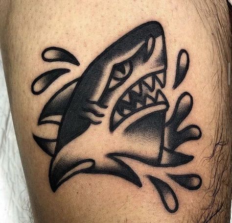 Traditional Shark Tattoo, Traditional Tattoo Stencils, Traditional Black Tattoo, Traditional Style Tattoo, Shark Tattoo, Traditional Tattoo Sleeve, Flash Tattoo Designs, Old School Tattoo Designs, Tatuaje A Color