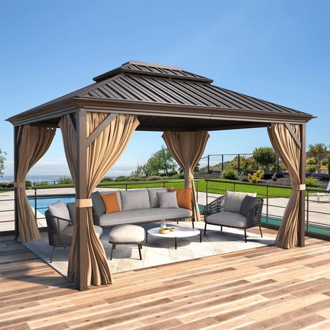 Rooftop Gazebo, Permanent Gazebo, Steel Gazebo, Aluminum Gazebo, Garden Cabins, Backyard Plan, Steel Roof, Hardtop Gazebo, Backyard Gazebo