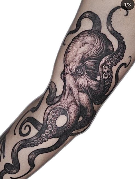 Octopus Tattoo Leg, Octopus Tattoo Arm, Octopus Tattoos Leg, Octopus Arm Tattoo, Octopus Reference, Kraken Tattoos, Tentacle Tattoo, Tattoos Minimal, Calf Sleeve Tattoo