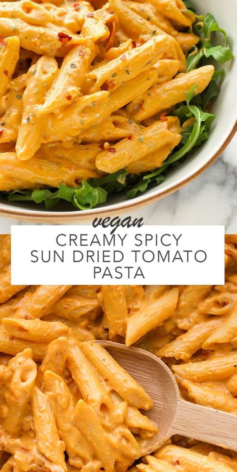 Spicy Sun Dried Tomato Pasta, Healthy Vegan Pasta, Dried Tomato Pasta, Sun Dried Tomato Pasta, Resep Pasta, Vegan Pasta Recipes, Makanan Diet, India Food, Tomato Pasta