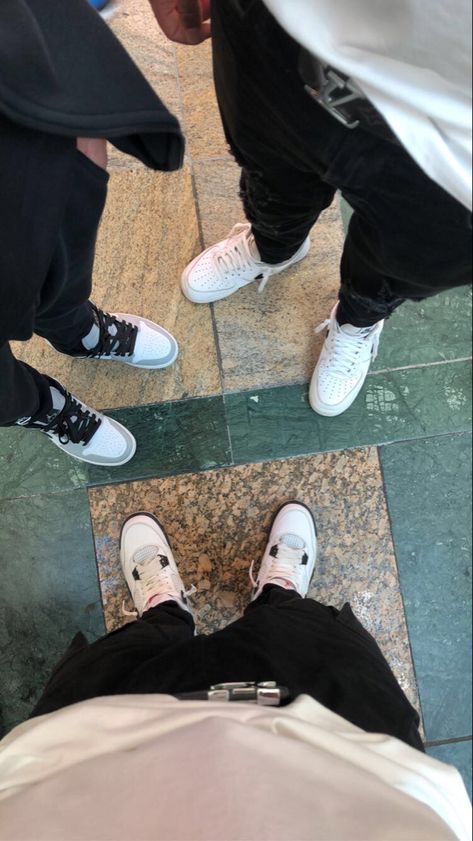 Jordan’s and LV Air Force 1s Aesthetic, White Cement Outfit, Jordan Aesthetic, Jordan 1s Outfit, Jordan 4 White Cement, Uk Drip, Jordan Off White, Jordan 4 White, Grey Jordans