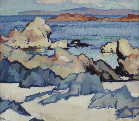 Scottish Colourists Paintings, Samuel Peploe, Scottish Colourists, Figure Painter, Scottish Painting, Interesting Textures, Beginner Sketches, Seascapes Art, Group Of Four