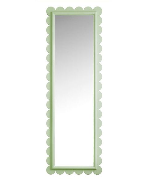 Long Scallop Mirror - Reid & Wright Green Scalloped Wall, Diy Scalloped Mirror, Ballard Scalloped Mirror, White Scalloped Mirror, Scalloped Mirror, Long Mirror, Long Walls, Dressing Mirror, Board And Batten