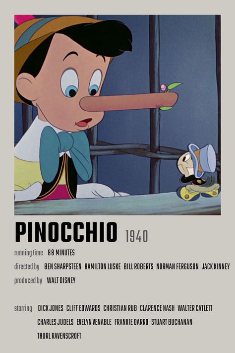 Pinocchio Movie, Pinocchio Disney, Movie Covers, Movie Posters Minimalist, Old Disney, Disney Stars, Book Tv, Pinocchio, Film Serie