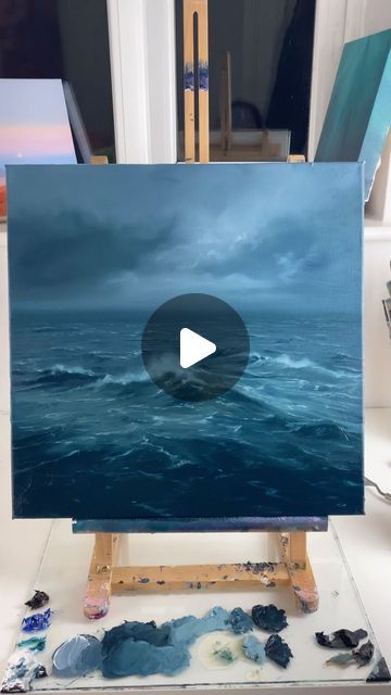 Waves Tutorial Painting, How To Paint The Sea Acrylic, How To Paint Waves, Wave Paintings, Beach Landscape Art, Waves Tutorial, Painting Videos Tutorials, Beach Art Painting, Oil Painting Tutorial