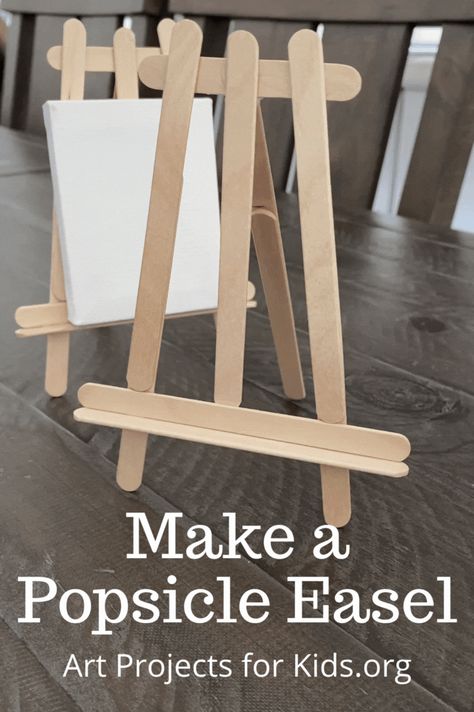 Learn how to make a Popsicle Easel with just popsicle sticks and some glue! #popsiclesticks #minieasel #craftsticks Easel Stand Diy Popsicle, Craft Stick Easel, Stick Ideas Craft, Popsicle Stick Easel, Diy Using Popsicle Sticks, What To Do With Popsicle Sticks, Large Popsicle Stick Crafts, Lolly Pop Stick Crafts, Popsicle Easel