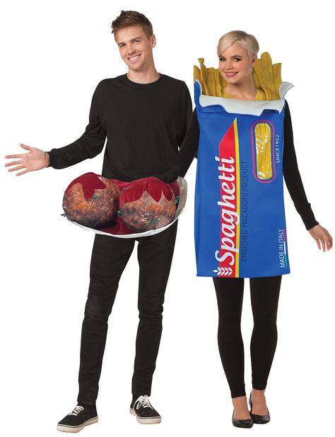 Meatball Costume, Couples Fancy Dress, Funny Couple Costumes, Spaghetti Meatballs, Duo Costumes, Couples Halloween Outfits, Duo Halloween Costumes, Cute Couple Halloween Costumes, Couples Halloween