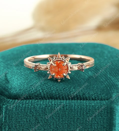 Sunstone Engagement Ring, Alexandrite Wedding Ring, Sun Ring, Engagement Ring Women, Unique Engagement Ring Settings, Tiaras Jewellery, Quartz Engagement Ring, Cute Engagement Rings, Opal Wedding Rings