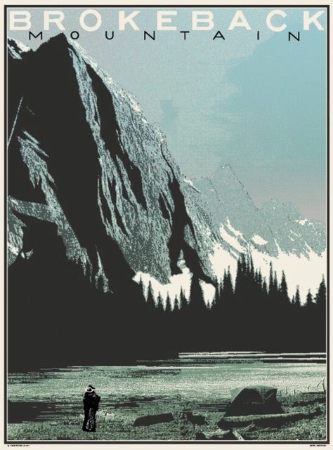 Brokeback Mountain (2006) - Ang Lee Queer Cinema, Mountain Poster, Mountain Aesthetic, Brokeback Mountain, Screen Print Poster, Film Poster Design, I Love Cinema, Mountain Wallpaper, Movie Poster Wall