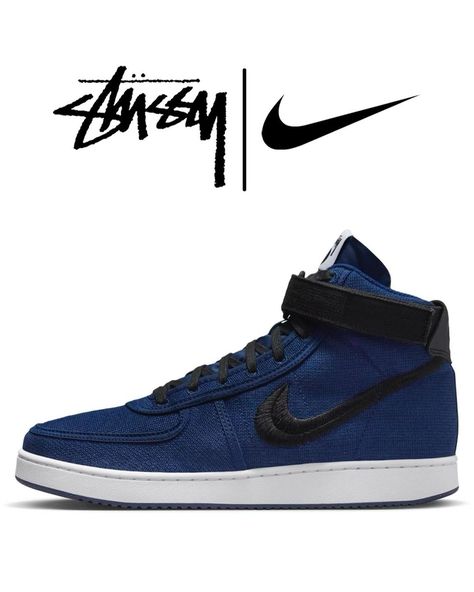 Stussy x Nike Vandal High / Preview - EUKICKS Stussy Af1, Stussy X Adidas, Stussy Air Penny, Stussy X Nike Air Force 1, Stussy Af1 Black, Deep Royal Blue, Basketball Sneakers, Vans Sneakers, Black & White