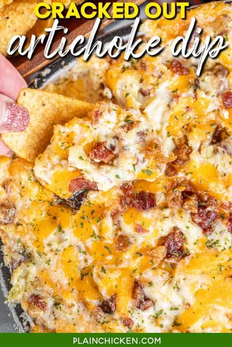 Best Artichoke Dip, Bacon Cheeseburger Dip, Cheeseburger Dip, Cracked Out, Cream Cheese Sausage Balls, Plain Chicken, Party Dips, Spicy Snacks, Bacon Cheeseburger