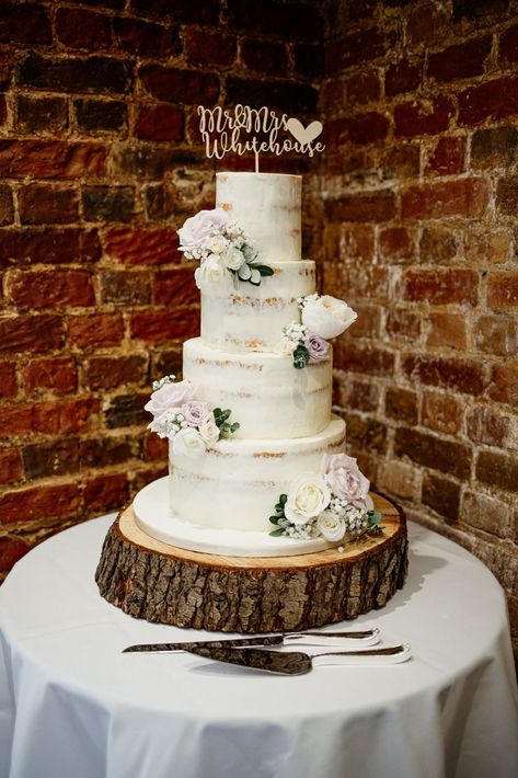 Semi Naked Wedding Cake, 4 Tier Wedding Cake, Rustic Wedding Flowers, White Wedding Cakes, Wedding Cake Decorations, White Wedding Cake, Wedding Cakes With Flowers