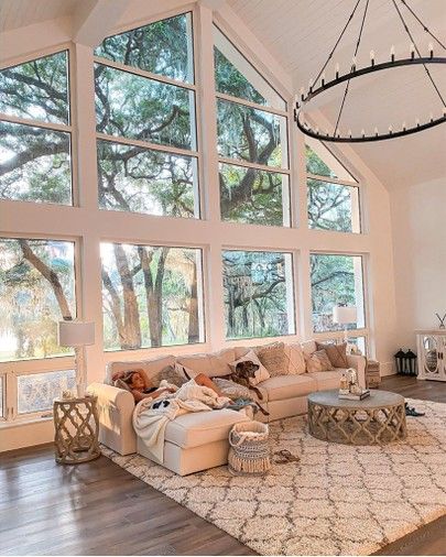 Big Windows Living Room, Aesthetic Living Room, Big Windows, Living Room Windows, Dream Living, House Windows, House Goals, Large Windows, House Inspo