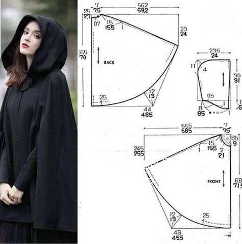 Cloak Pattern, Projek Menjahit, Haine Diy, Sewing Tutorials Clothes, Fashion Design Patterns, Idee Cosplay, Blouse Pattern Sewing, Sewing Design, Diy Sewing Clothes