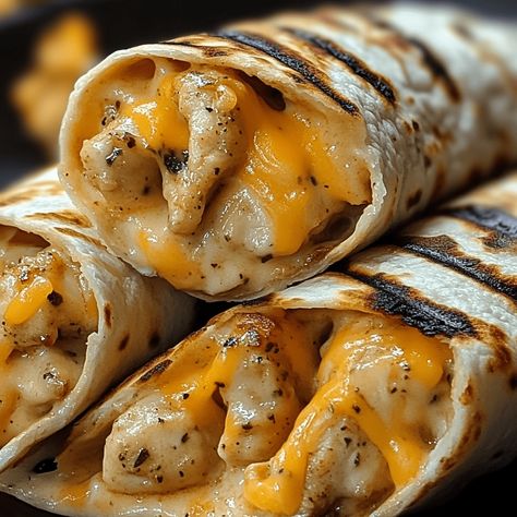 Cheesy Garlic Chicken Wraps – Naomi's Recipes Tender Chicken Wrapped In Tortillas, Cheesy Grilled Chicken And Peppers, Cheesy Garlic Chicken Wraps, Chicken Cream Cheese Recipes, Cheesy Garlic Chicken, Cheesey Chicken, Chicken Breast Casserole Recipes, Chicken Breast Casserole, Chicken Ravioli