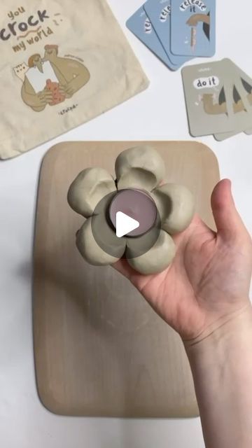 Crockd on Instagram: "let’s make a floral tea light holder 🌸 such an easy and quick diy to brighten up the room 😊  Made by @chelseamorganart putting the fun in functional pottery 💫   #diycandleholder #clay #pottery #potteryathome #clayart #diycraftideas #diypotteryideas #diyclaycrafts #diyinspo #clayinspo #potteryinspo #flowerdecor #floraldecor #diygiftideas #crockd" Tea Light Holder Clay, Clay Crafts Air Dry Ideas Easy Cute, Air Dry Clay Tealight Holder, Clay Tea Light Holder, Clay Candle Holders Diy, Clay Holder, Clay Candle Holders, Tea Holder, Clay Candle