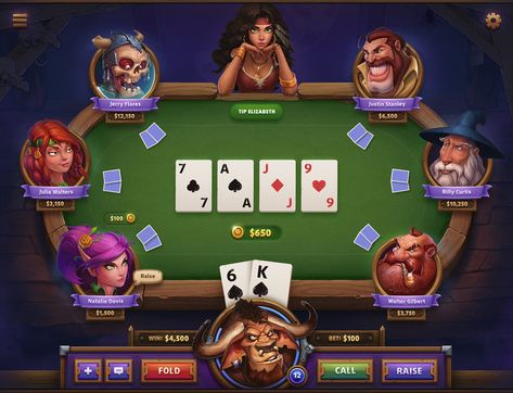 Poker Game Concept by NestStrix Table Poker, Dangerous Creatures, Face App, Rummy Game, Chinese Theme, Poker Game, Game Ui Design, Poker Face, Casino Poker